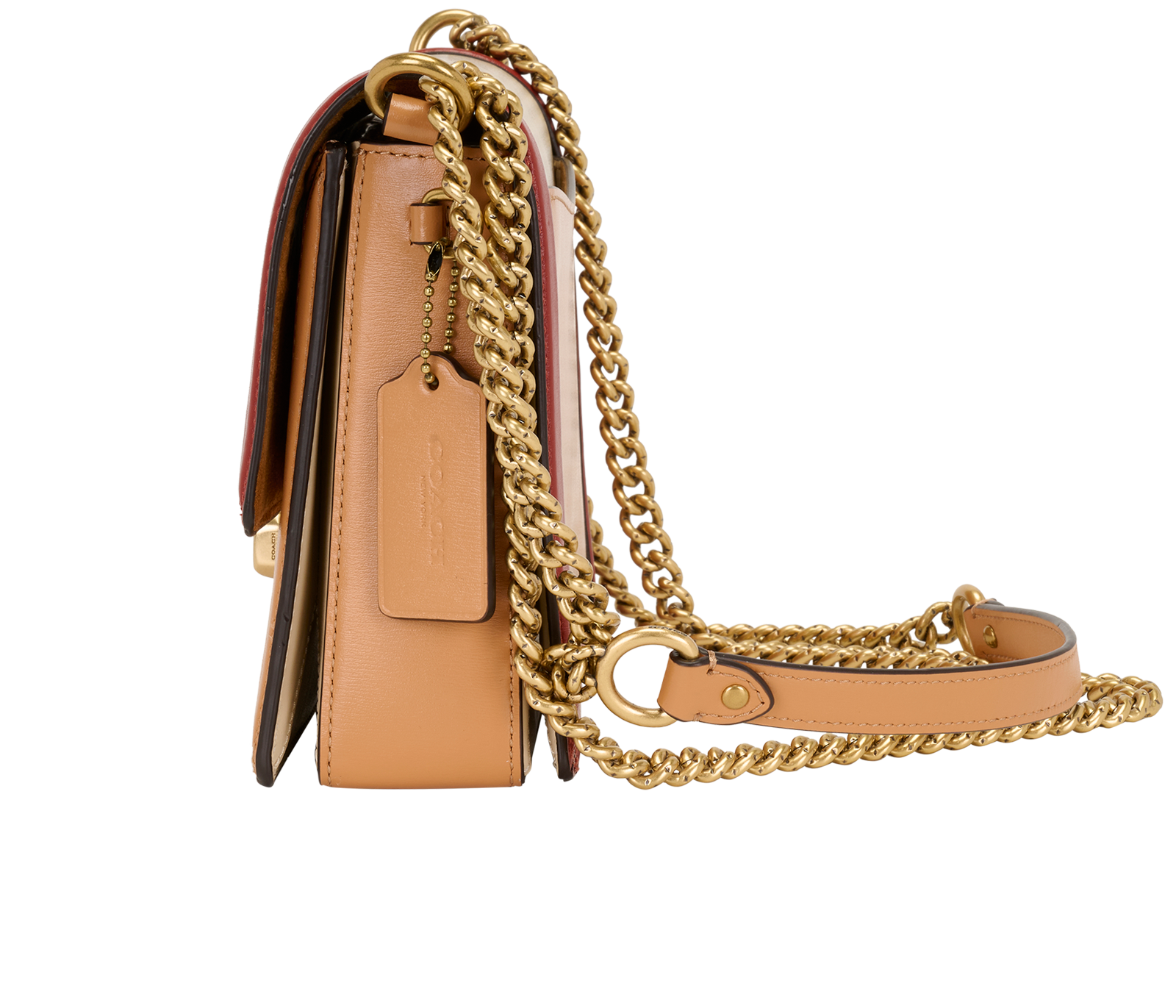 Hutton, &pound;220, Handbags, Beige/Red, Leather, Bottom view